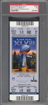 2014 Super Bowl XLVIII Full Ticket, Silver Variation - PSA NM 7
